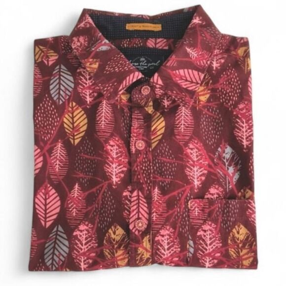 Across the Pond Signature Line Burgundy Leaves and Branches Button Down Shirt - Picture 3 of 3